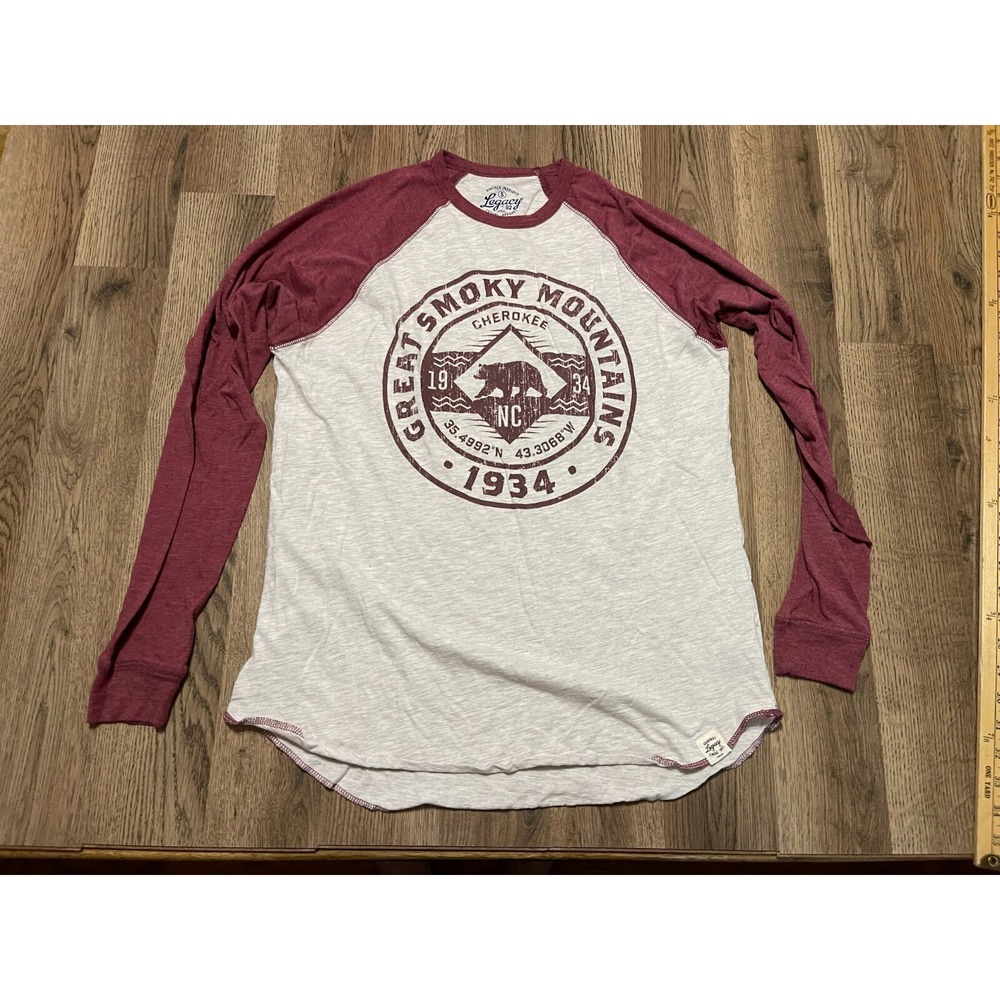 Legacy Shirt, Women's Size Small, Red White, Long Sleeve, Great Smokey Mountain